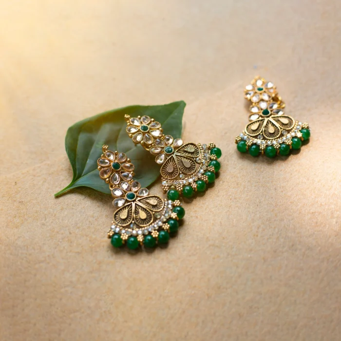 Antique gold chandbali earrings